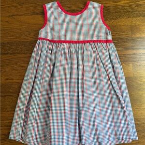 Girls' Red & Blue Gingham Sleeveless Summer Dress